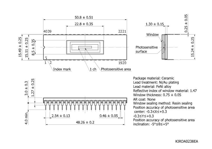 InGaAs PIN光電二極管陣列 G12430-032D(圖2) InGaAs PIN光電二極管陣列 G12430-032D(圖2)
