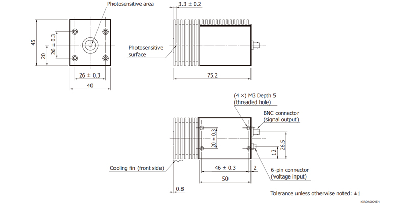 帶前置放大器的紅外探測器模塊 C12494-210S(圖2) 帶前置放大器的紅外探測器模塊 C12494-210S(圖2)