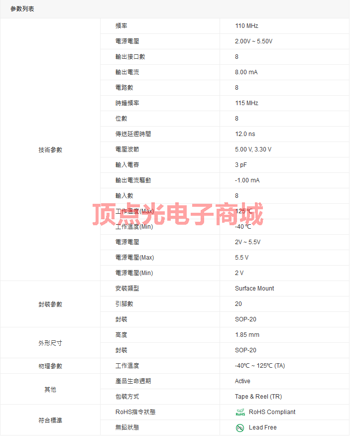 TI 德州儀器 邏輯芯片 D型觸發(fā)器 SN74AHC574NSR(圖1) 1-22030G52644V2.png