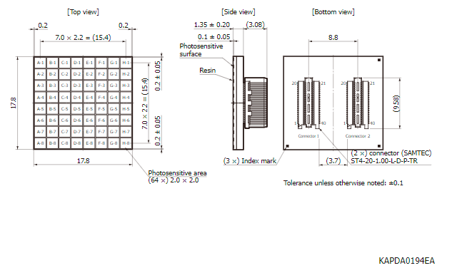 濱松 硅光電倍增管SiPM/MPPC陣列 S13361-2050AE-08(圖1) 濱松 硅光電倍增管SiPM/MPPC陣列 S13361-2050AE-08(圖1)